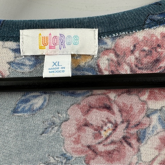 LuLaRoe Sarah Blue & Pink Floral Long Cardigan Size XL NWT Duster - Picture 4 of 5